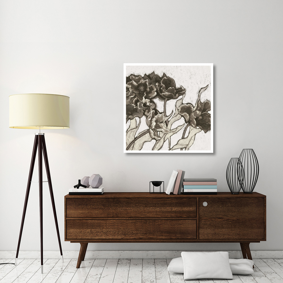 Ruffled Tulips Neutral -Paper Art-38&quotx38"