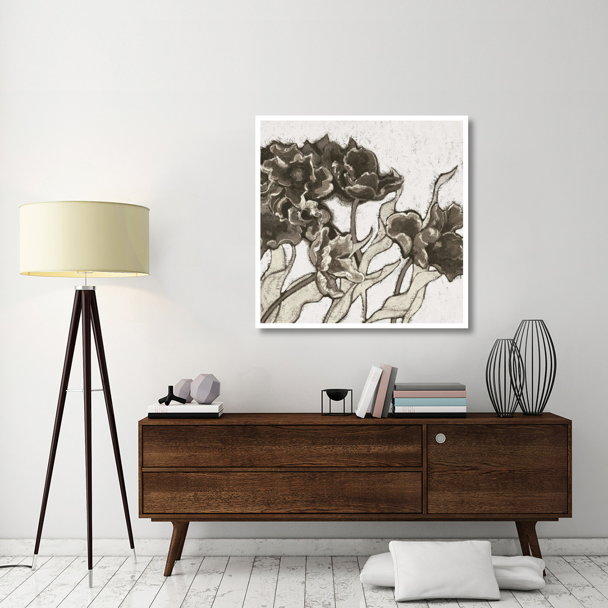 Ruffled Tulips Neutral -Paper Art-42&quotx42"