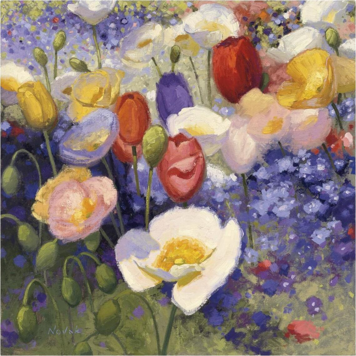 Tulips and Poppy Party -Paper Art-38&quotx38"