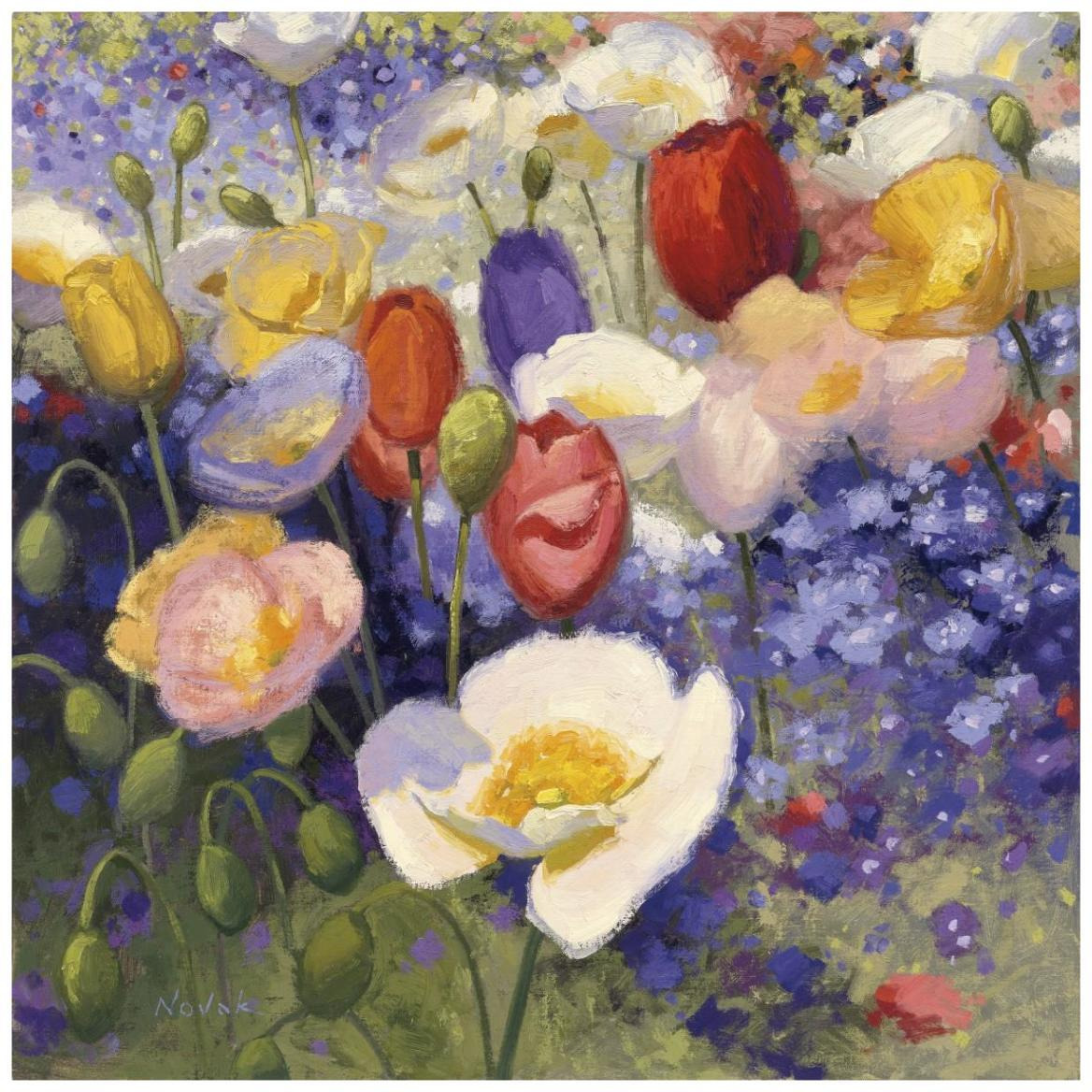 Tulips and Poppy Party -Paper Art-42&quotx42"