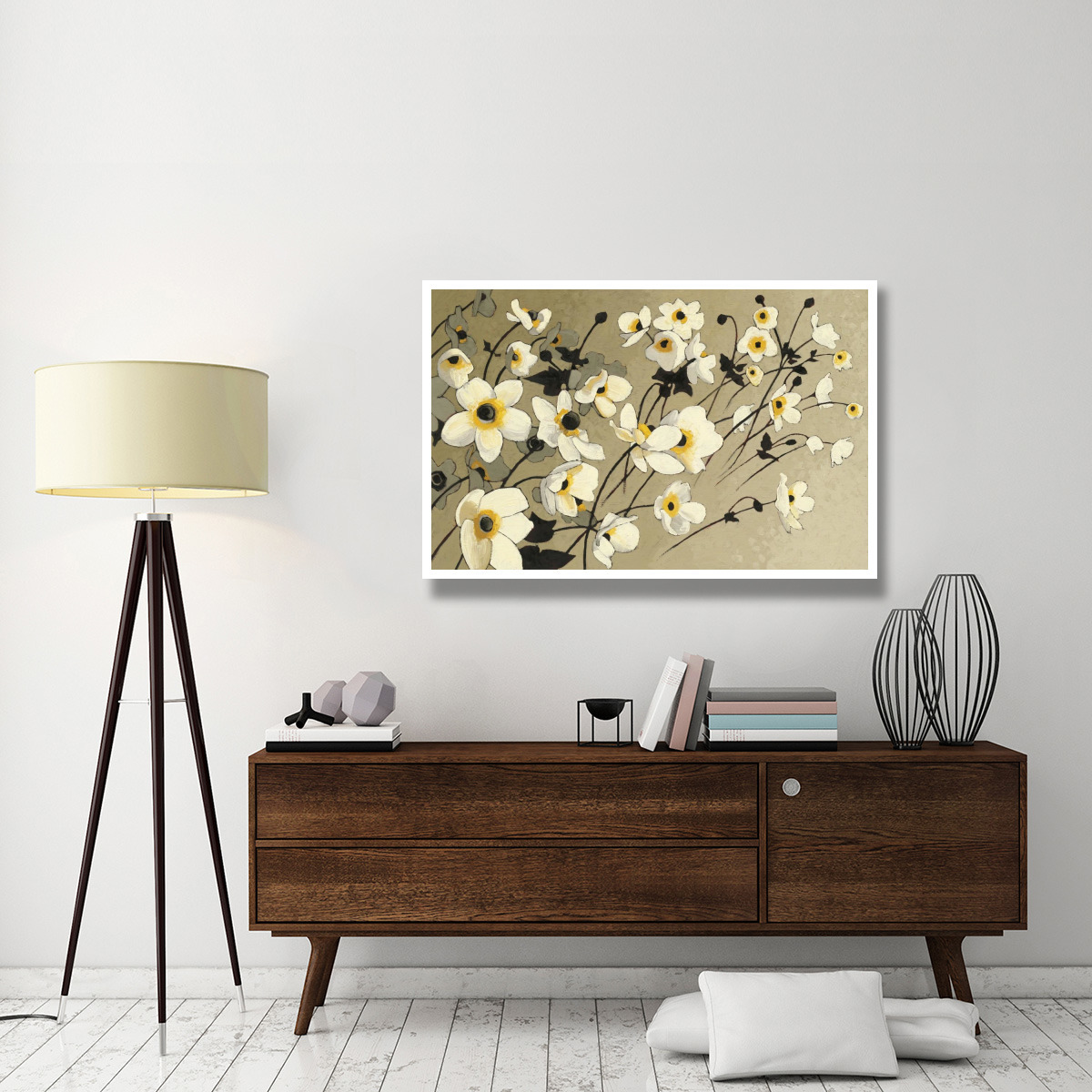 Anemones Japonaises Blancs -Paper Art-50&quotx34"