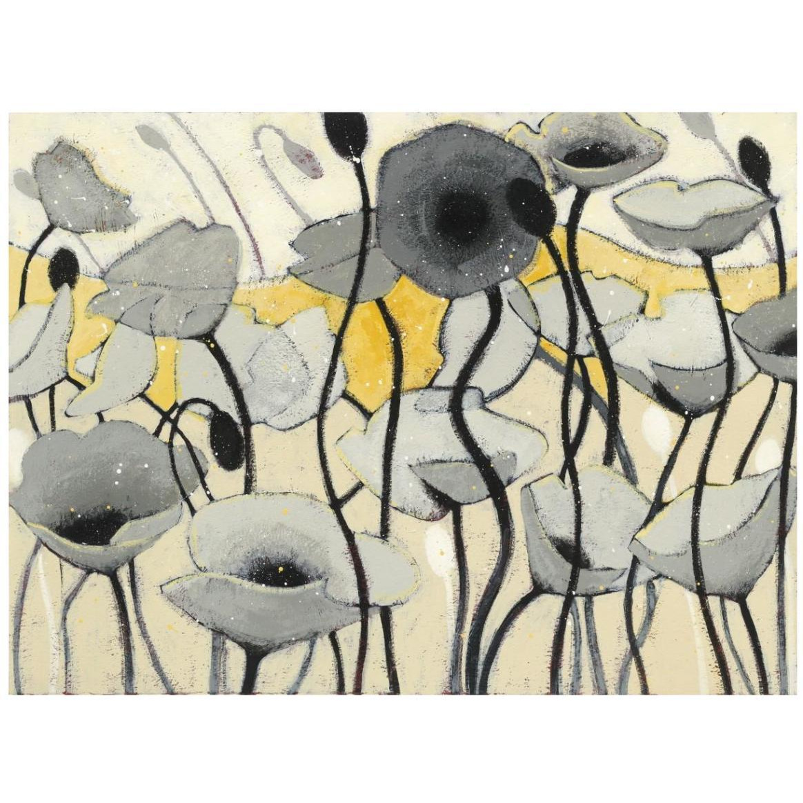 Snow Day Gray Flower -Paper Art-42&quotx32"
