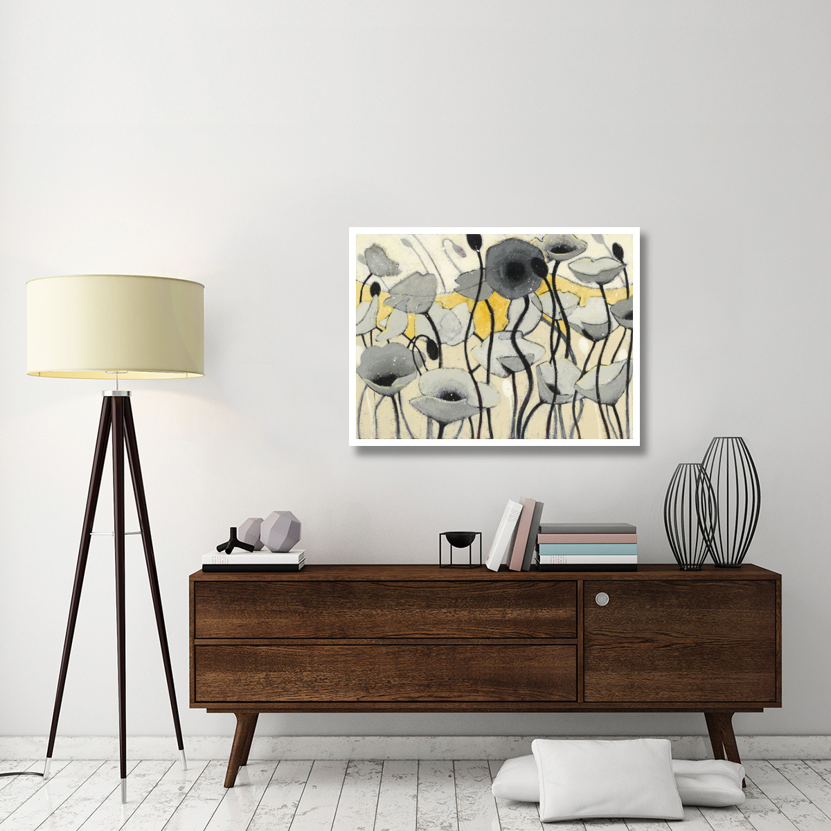 Snow Day Gray Flower -Paper Art-42&quotx32"