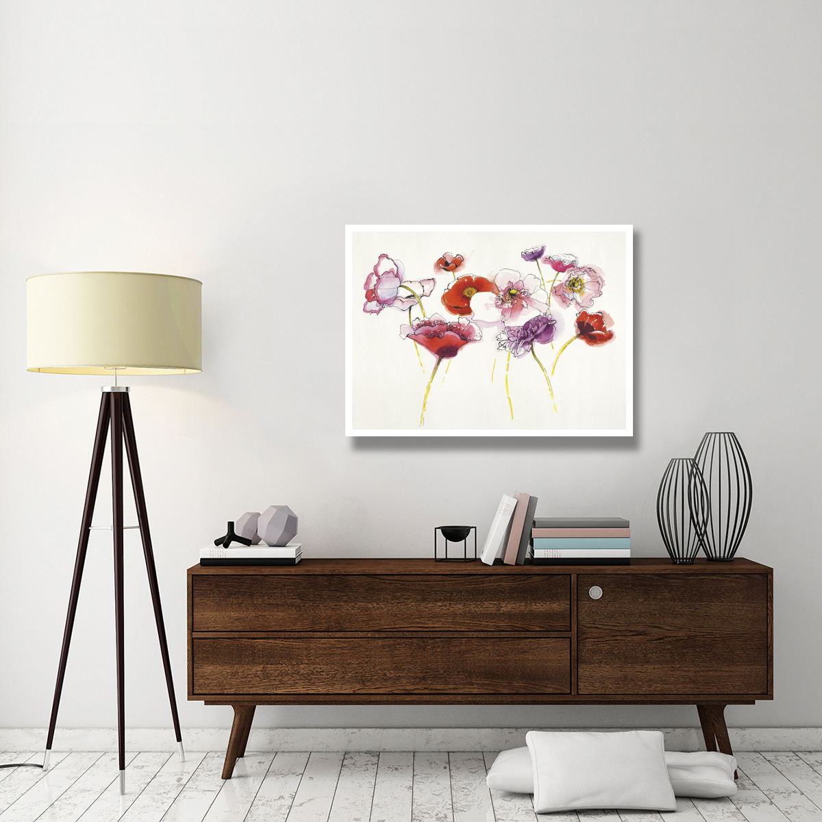 Pink and Red Somniferums -Paper Art-42&quotx32"