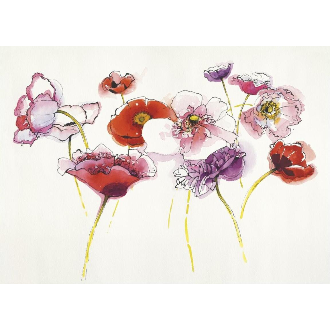 Pink and Red Somniferums -Paper Art-50&quotx38"