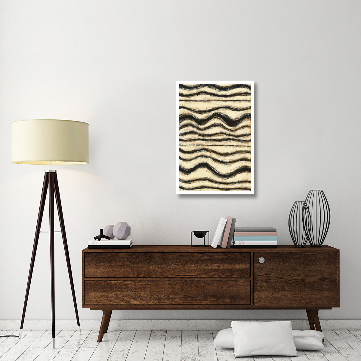 Black and Gold Geometric I -Paper Art-26&quotx38"