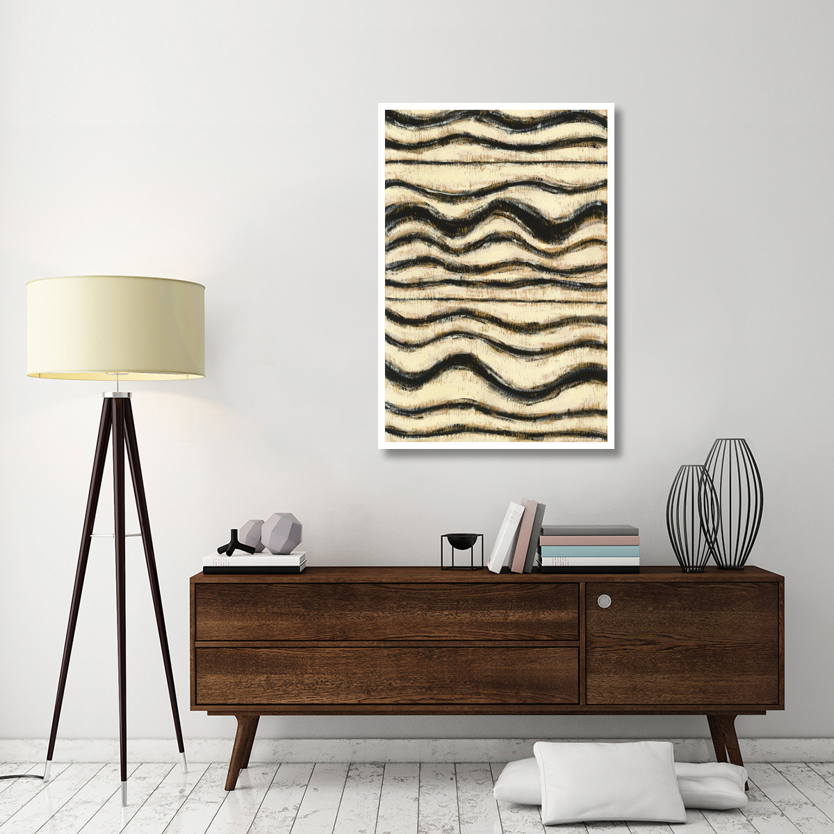 Black and Gold Geometric I -Paper Art-34&quotx50"
