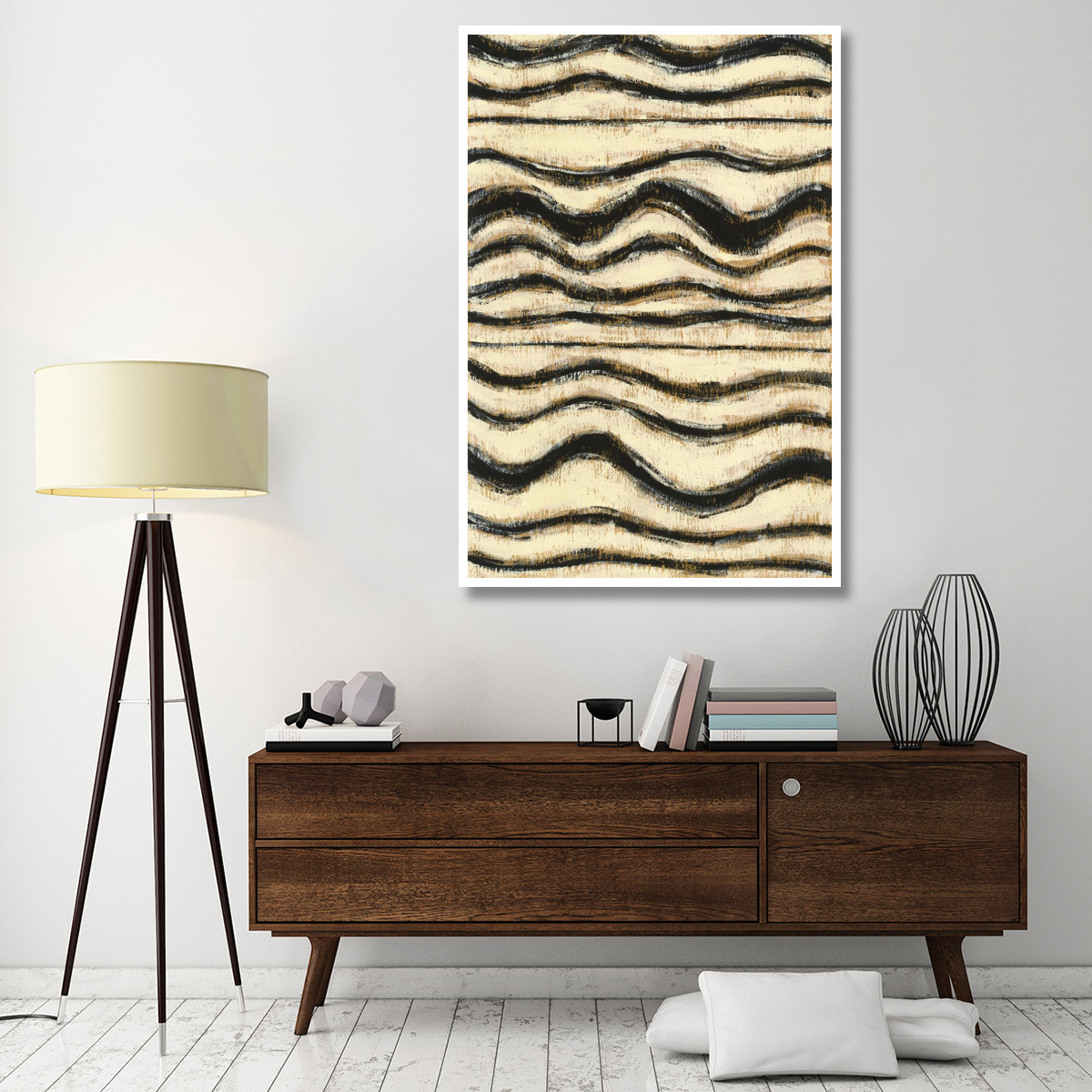 Black and Gold Geometric I -Paper Art-42&quotx62"