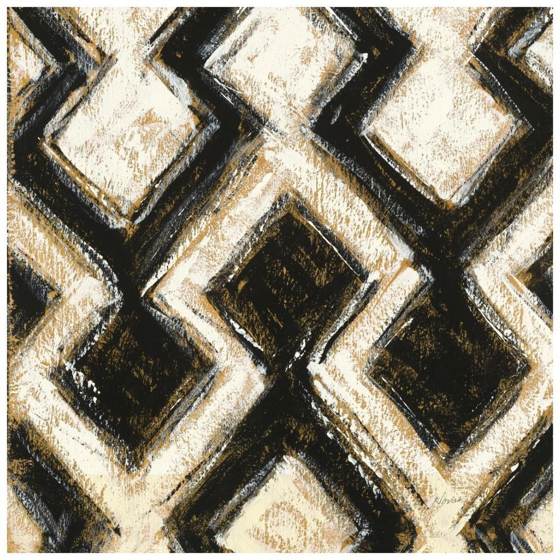 Black and Gold Geometric III Crop -Paper Art-26&quotx26"