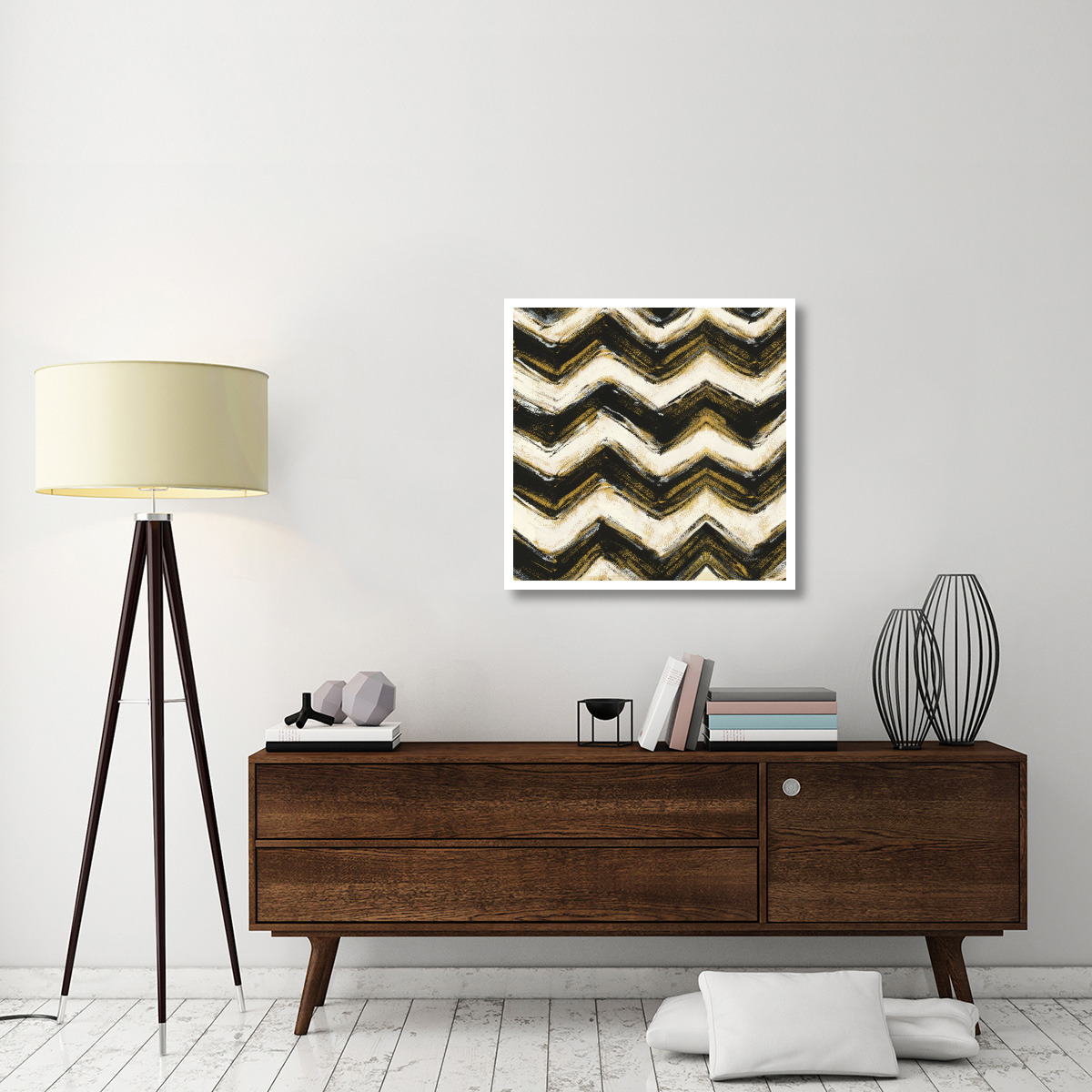 Black and Gold Geometric IV Crop -Paper Art-32&quotx32"