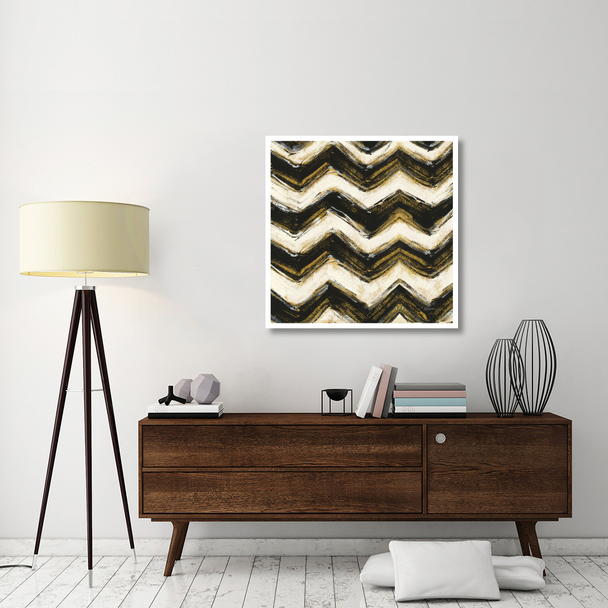Black and Gold Geometric IV Crop -Paper Art-38&quotx38"