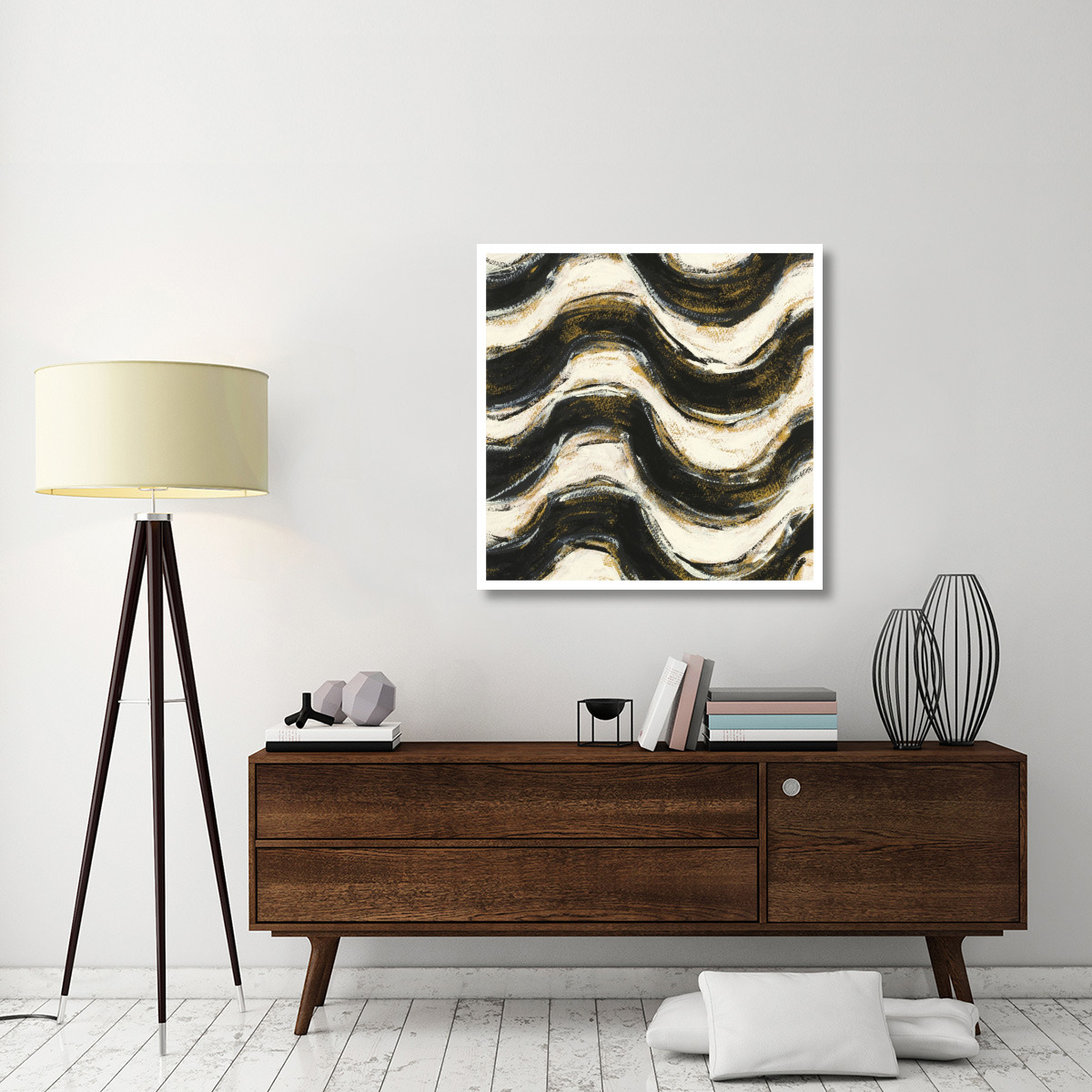 Black and Gold Geometric V Crop -Paper Art-38&quotx38"