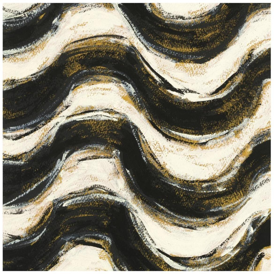 Black and Gold Geometric V Crop -Paper Art-42&quotx42"