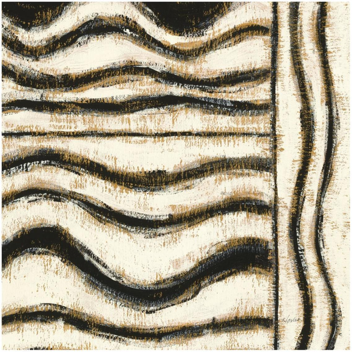 Black and Gold Geometric VI -Paper Art-32&quotx32"