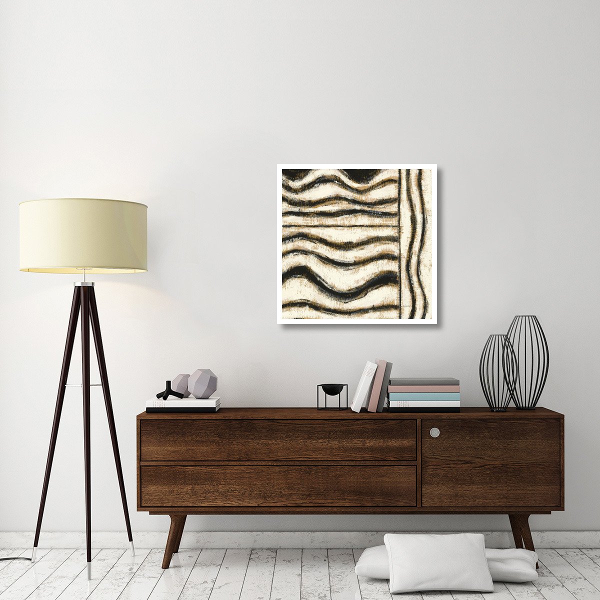 Black and Gold Geometric VI -Paper Art-32&quotx32"
