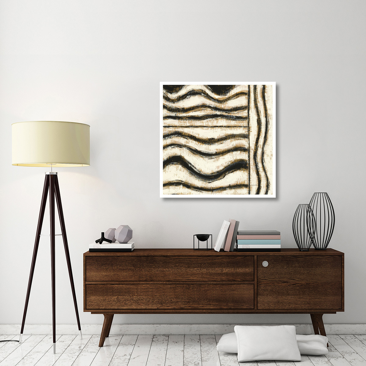 Black and Gold Geometric VI -Paper Art-38&quotx38"