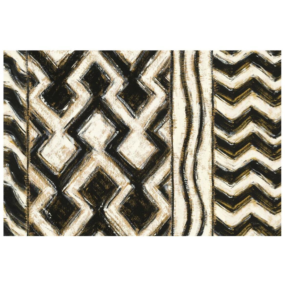 Black and Gold Geometric VII Crop -Paper Art-20&quotx14"