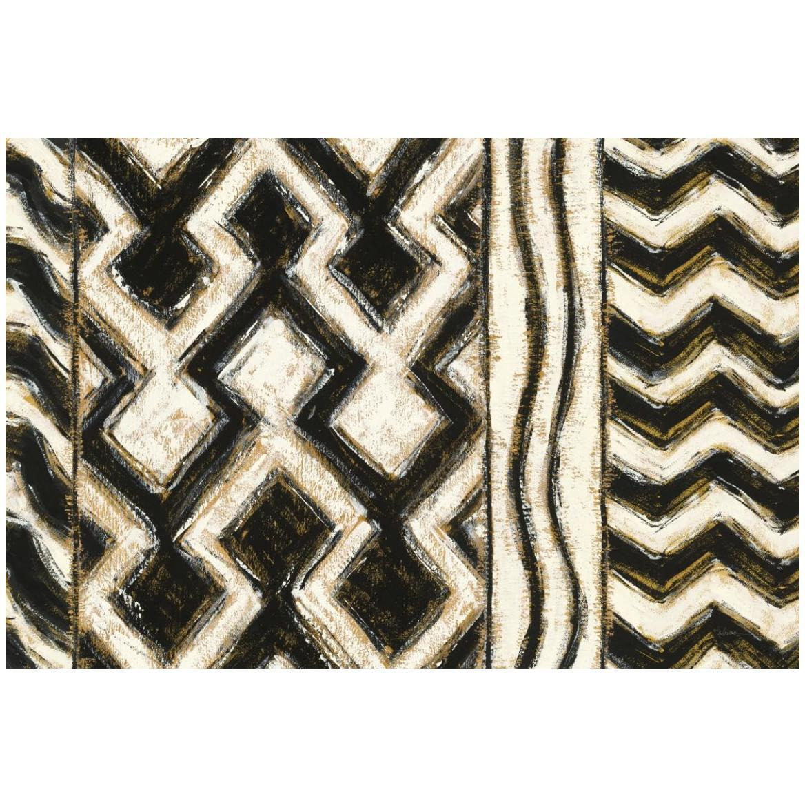Black and Gold Geometric VII Crop -Paper Art-50&quotx34"