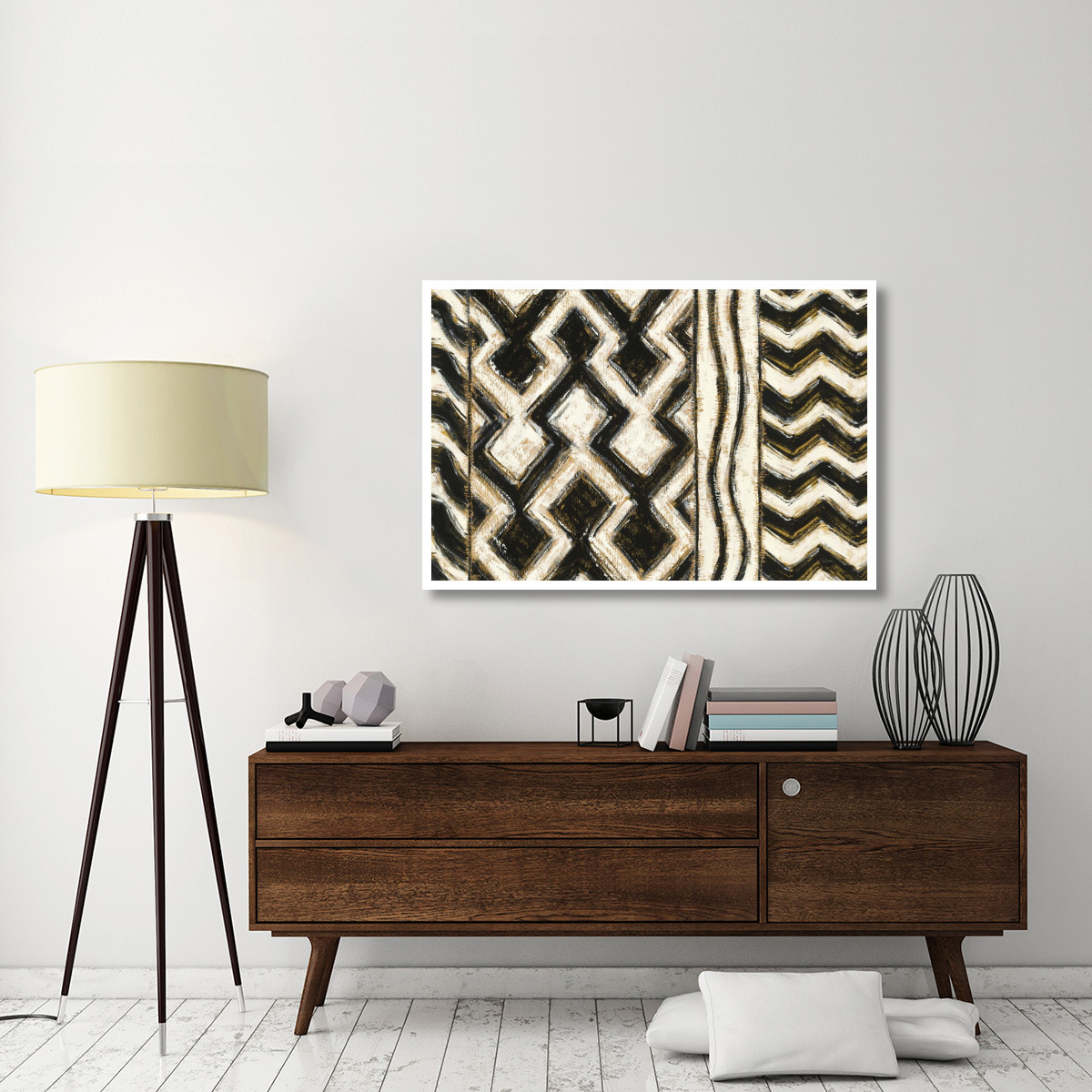 Black and Gold Geometric VII Crop -Paper Art-50&quotx34"