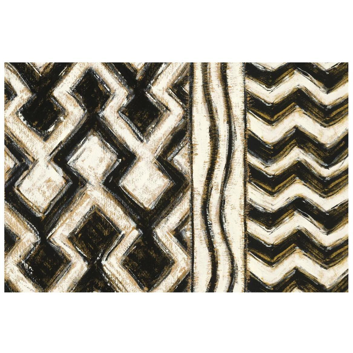 Black and Gold Geometric VIII -Paper Art-20&quotx14"