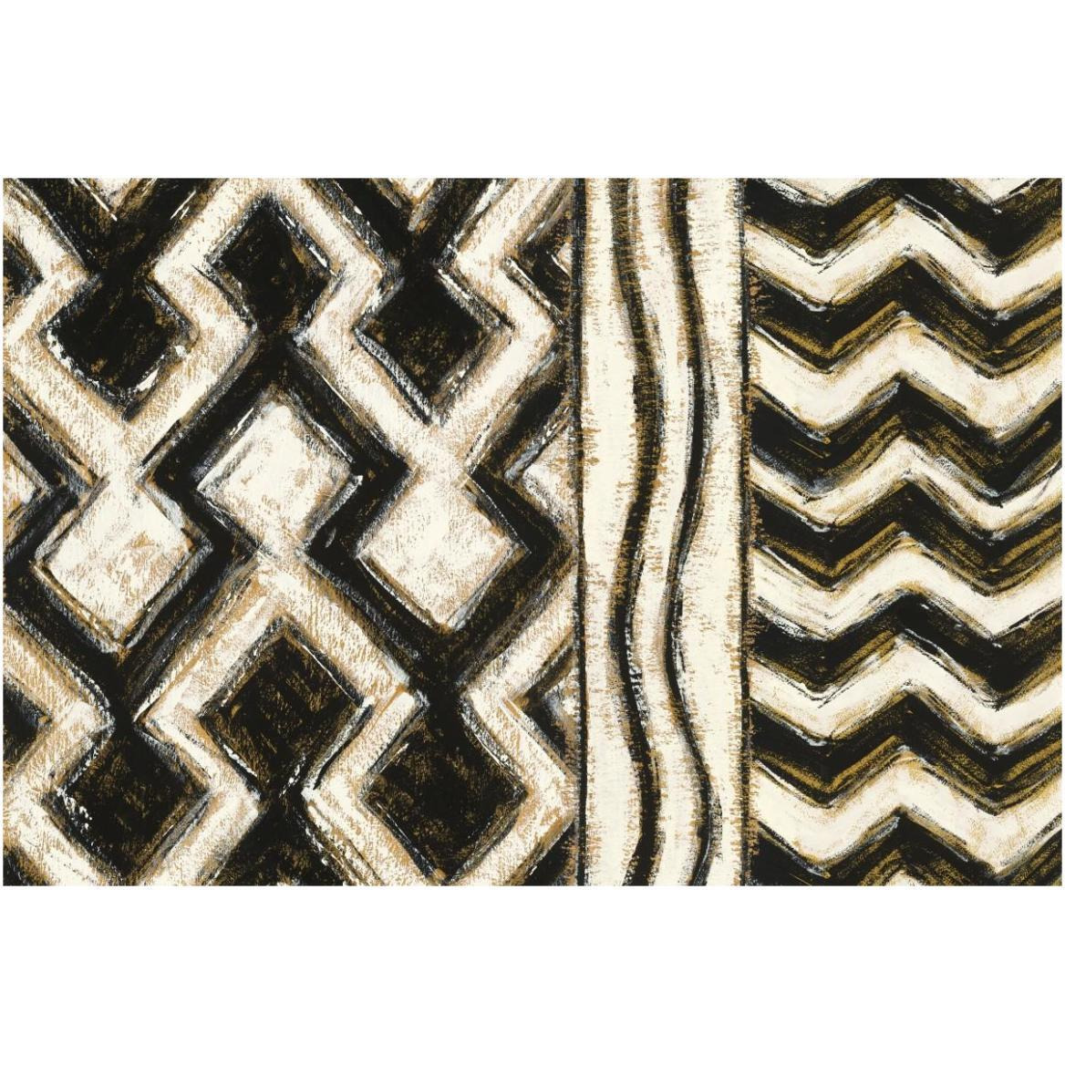 Black and Gold Geometric VIII -Paper Art-62&quotx42"