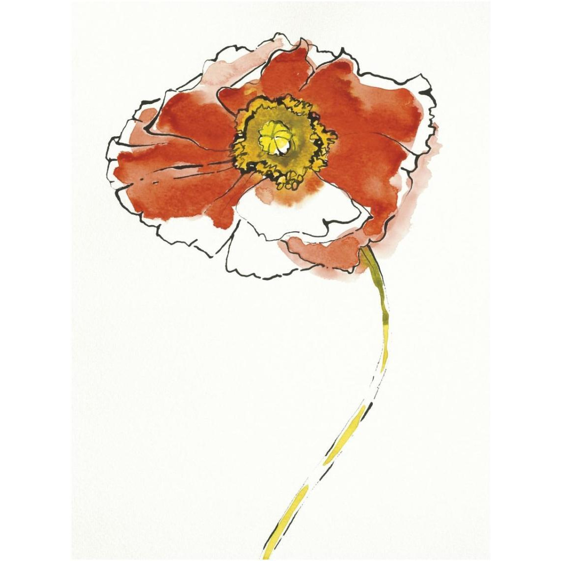 Red Icelands I on White -Paper Art-14&quotx18"