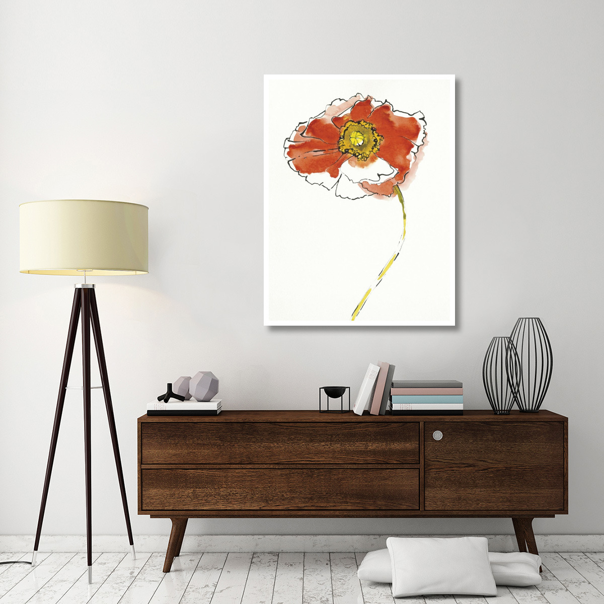 Red Icelands I on White -Paper Art-38&quotx50"