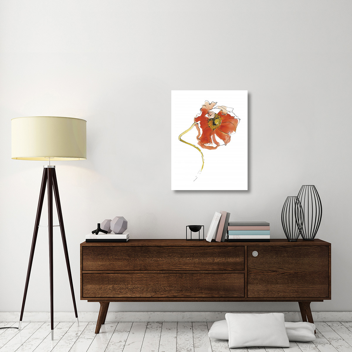 Red Icelands II on White -Paper Art-26&quotx34"