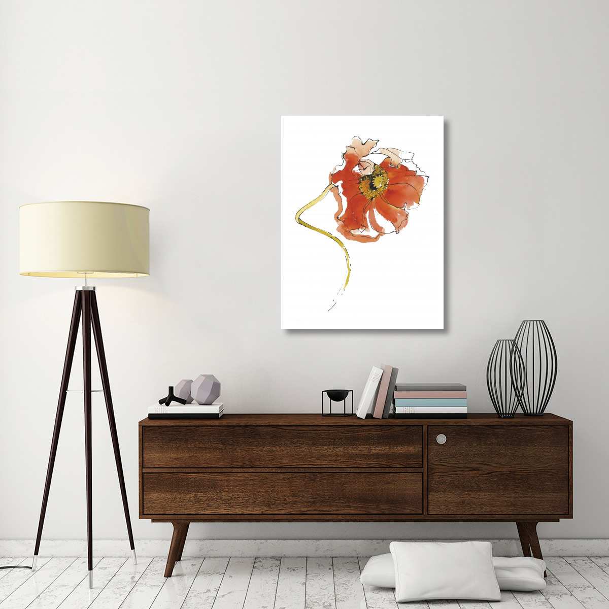 Red Icelands II on White -Paper Art-32&quotx42"