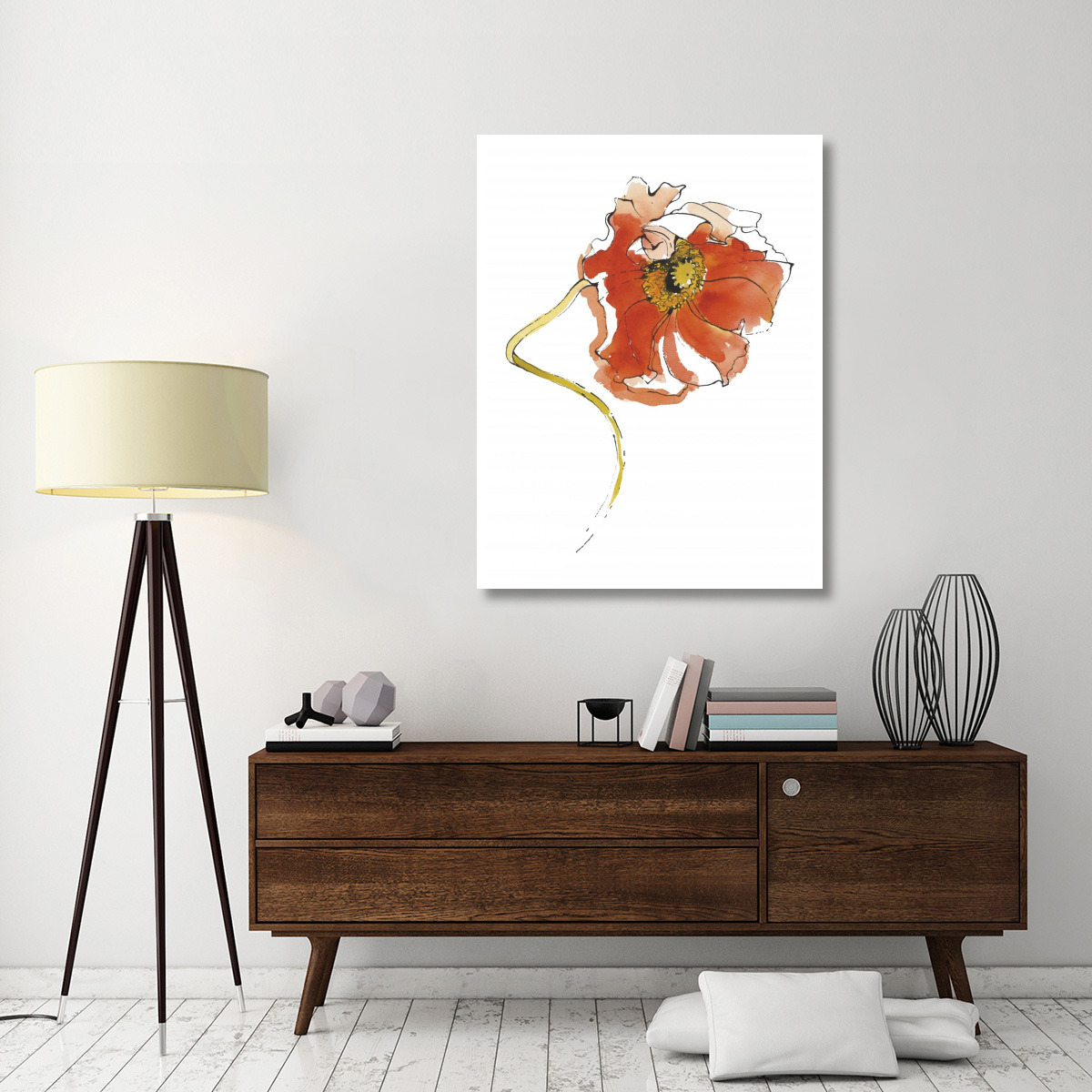 Red Icelands II on White -Paper Art-38&quotx50"