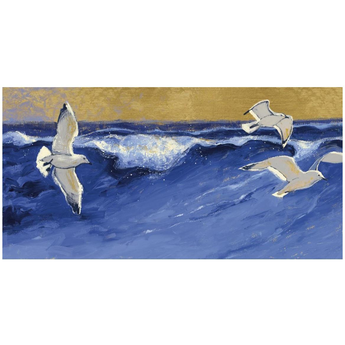 Seagulls with Gold Sky Crop -Paper Art-50&quotx26"