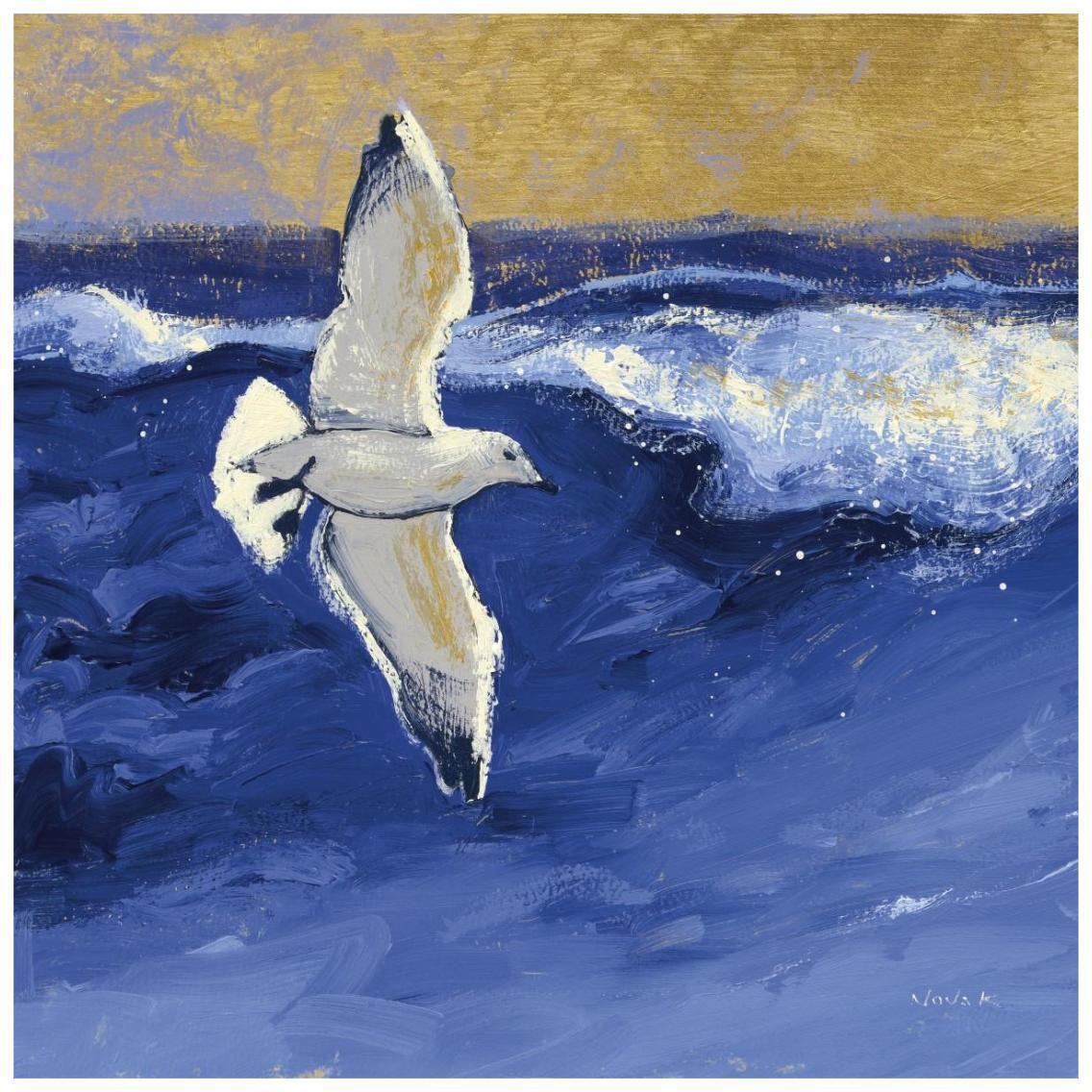 Seagulls with Gold Sky II -Paper Art-26&quotx26"