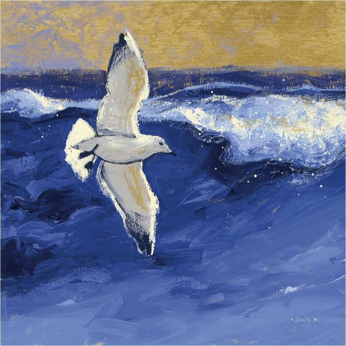 Seagulls with Gold Sky II -Paper Art-38&quotx38"