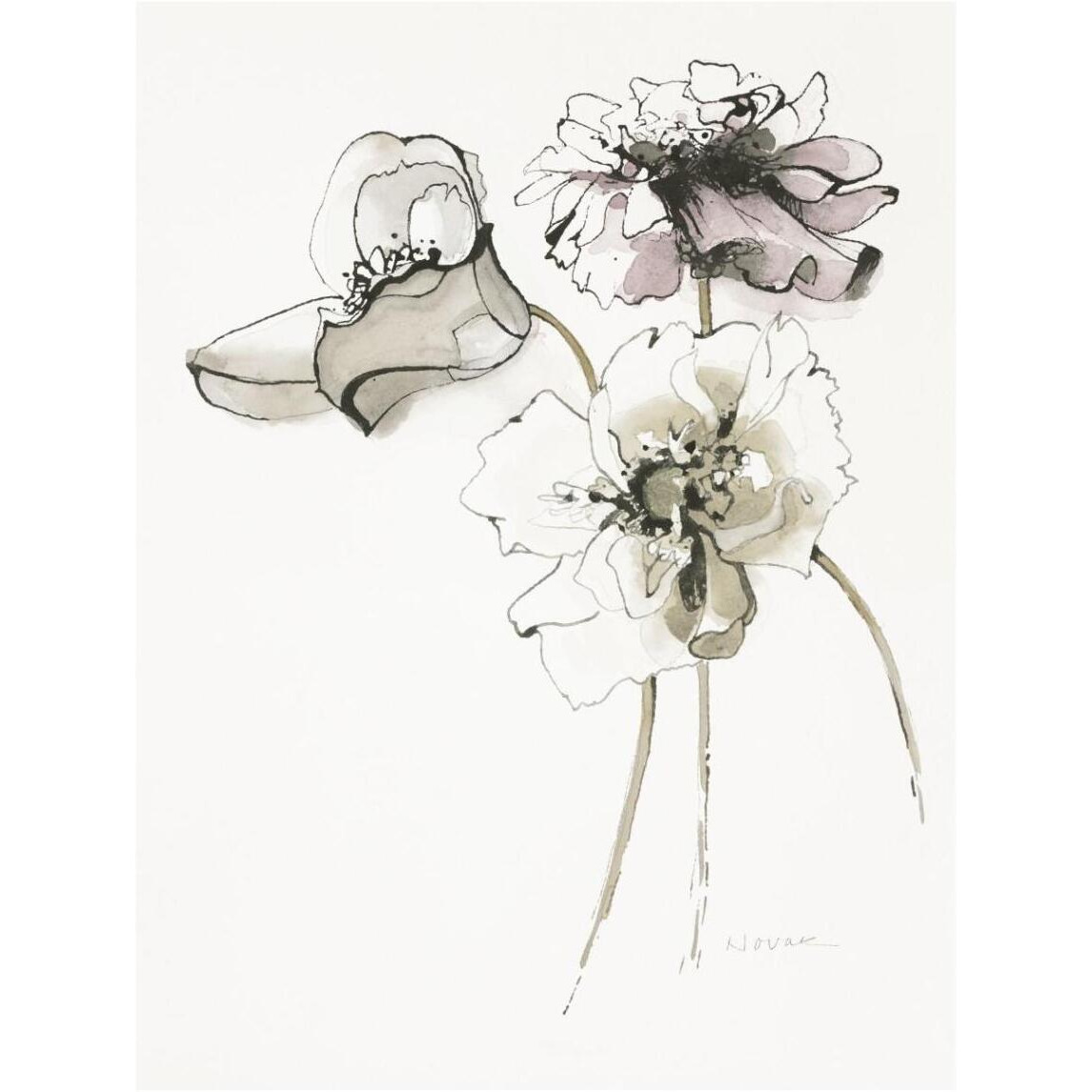 Three Somniferums Poppies Neutral -Paper Art-32&quotx42"