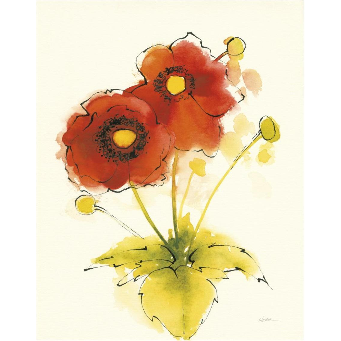 Flores Rojas I -Paper Art-30&quotx37"