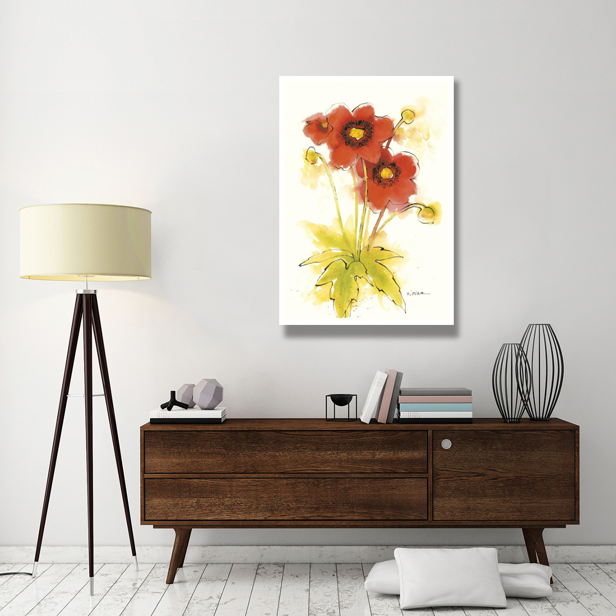 Flores Rojas II -Paper Art-34&quotx50"