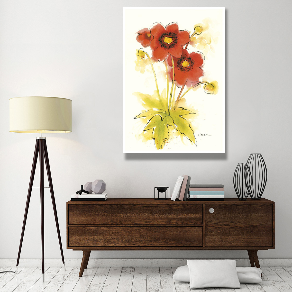 Flores Rojas II -Paper Art-42&quotx62"