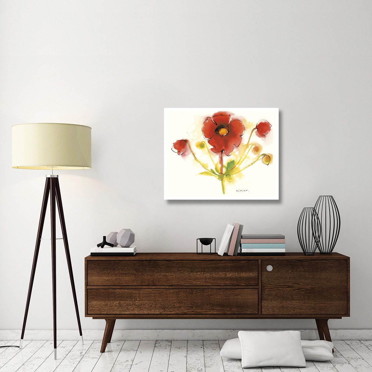 Flores Rojas IV -Paper Art-37&quotx30"