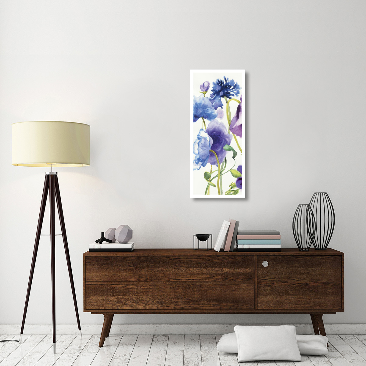 Blue and Purple Mixed Garden I Panel I -Paper Art-18&quotx42"