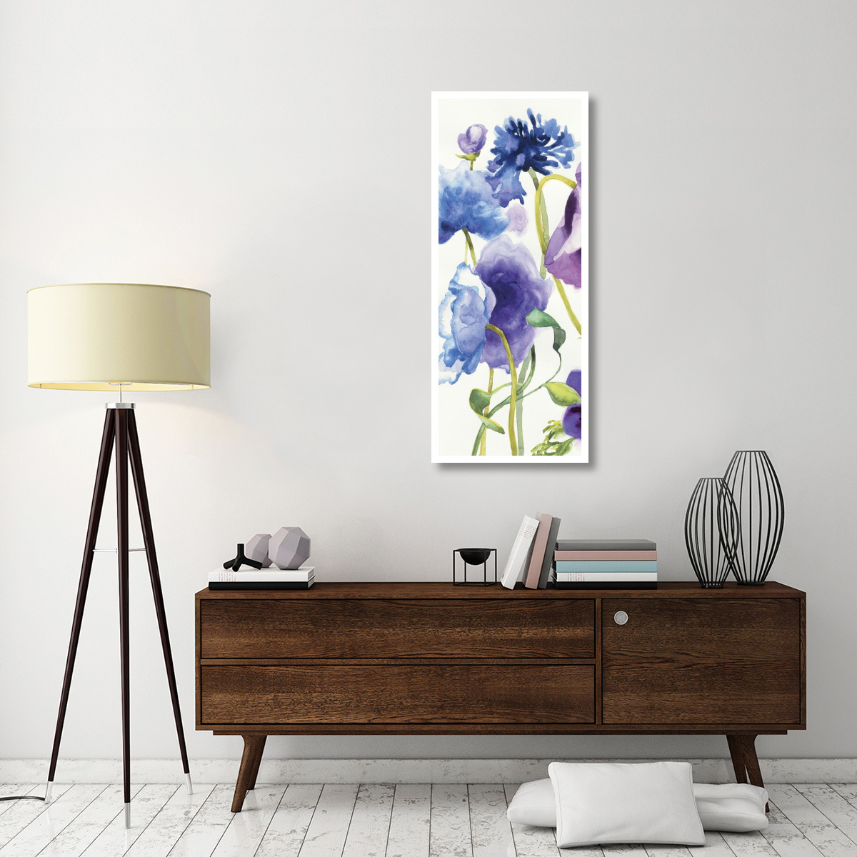 Blue and Purple Mixed Garden I Panel I -Paper Art-22&quotx52"