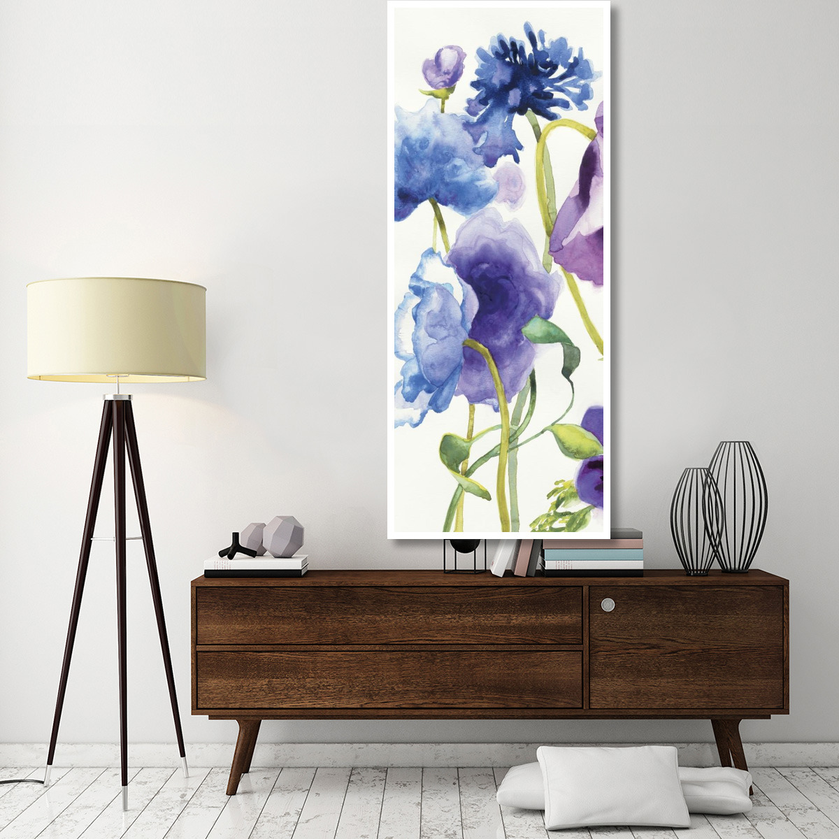 Blue and Purple Mixed Garden I Panel I -Paper Art-32&quotx77"