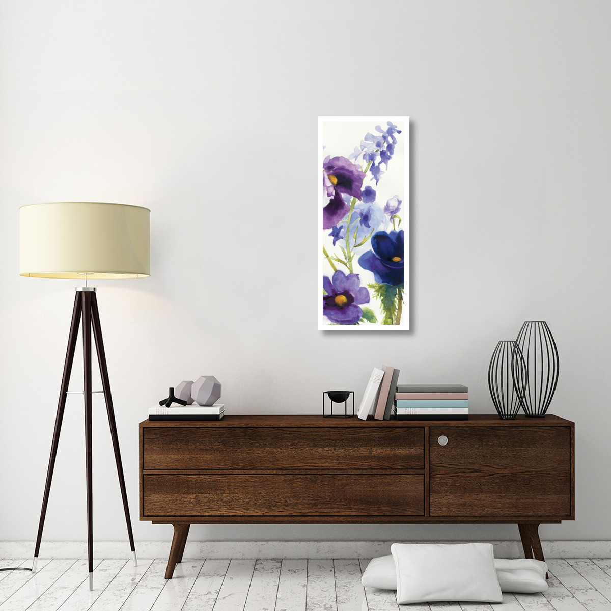 Blue and Purple Mixed Garden I Panel II -Paper Art-18&quotx42"