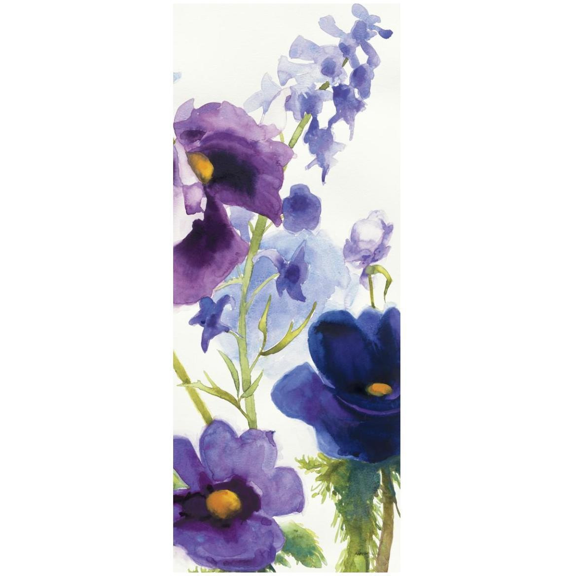 Blue and Purple Mixed Garden I Panel II -Paper Art-22&quotx52"