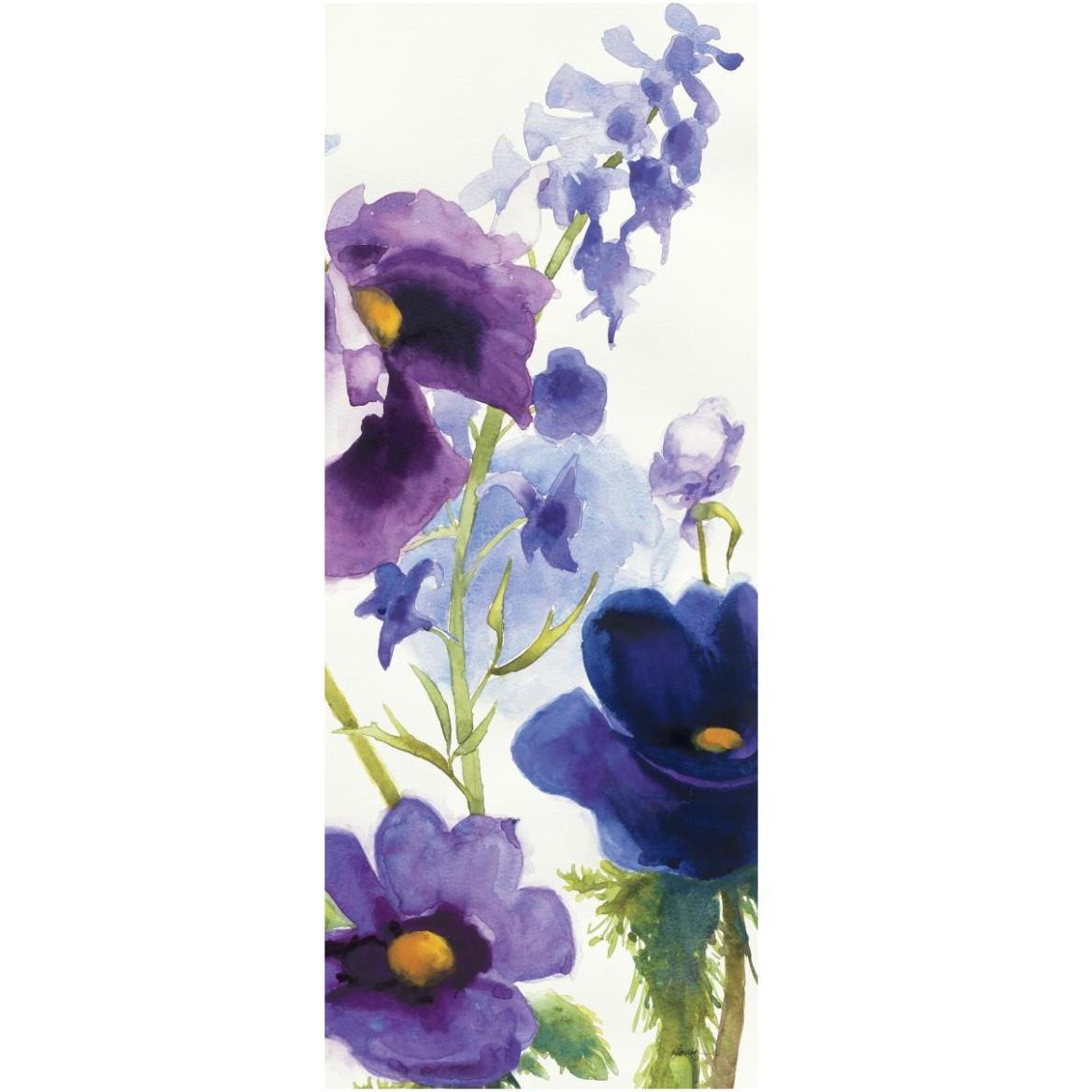 Blue and Purple Mixed Garden I Panel II -Paper Art-26&quotx62"