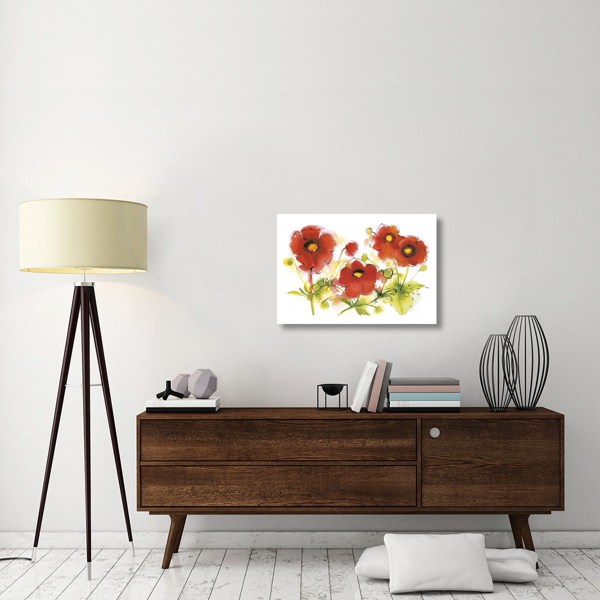 Flores Rojas VI -Paper Art-32&quotx22"