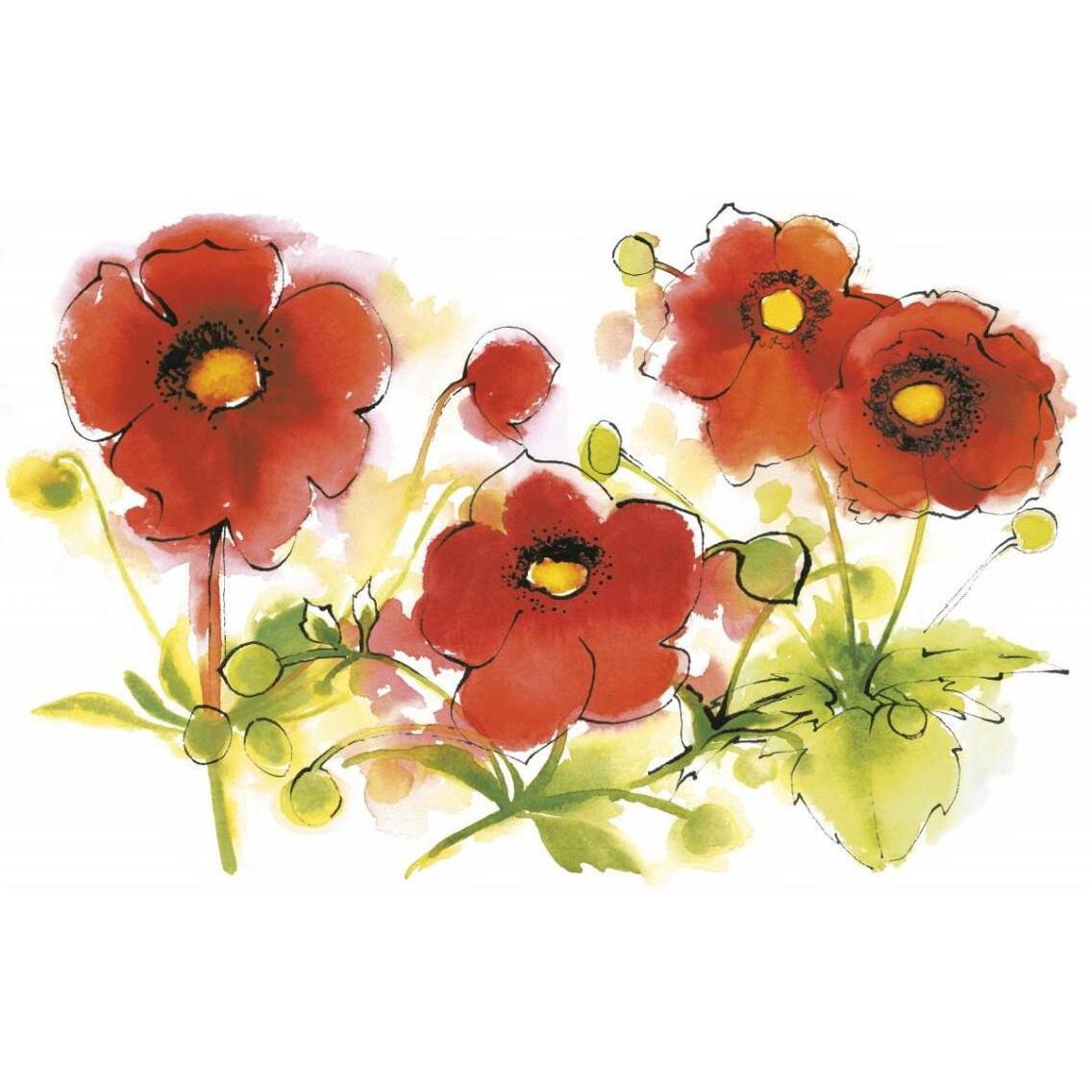 Flores Rojas VI -Paper Art-38&quotx26"