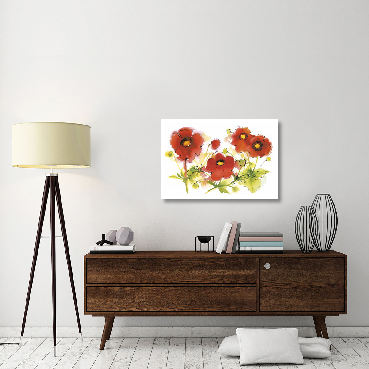 Flores Rojas VI -Paper Art-38&quotx26"