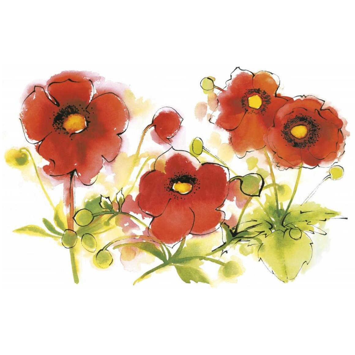 Flores Rojas VI -Paper Art-50&quotx34"