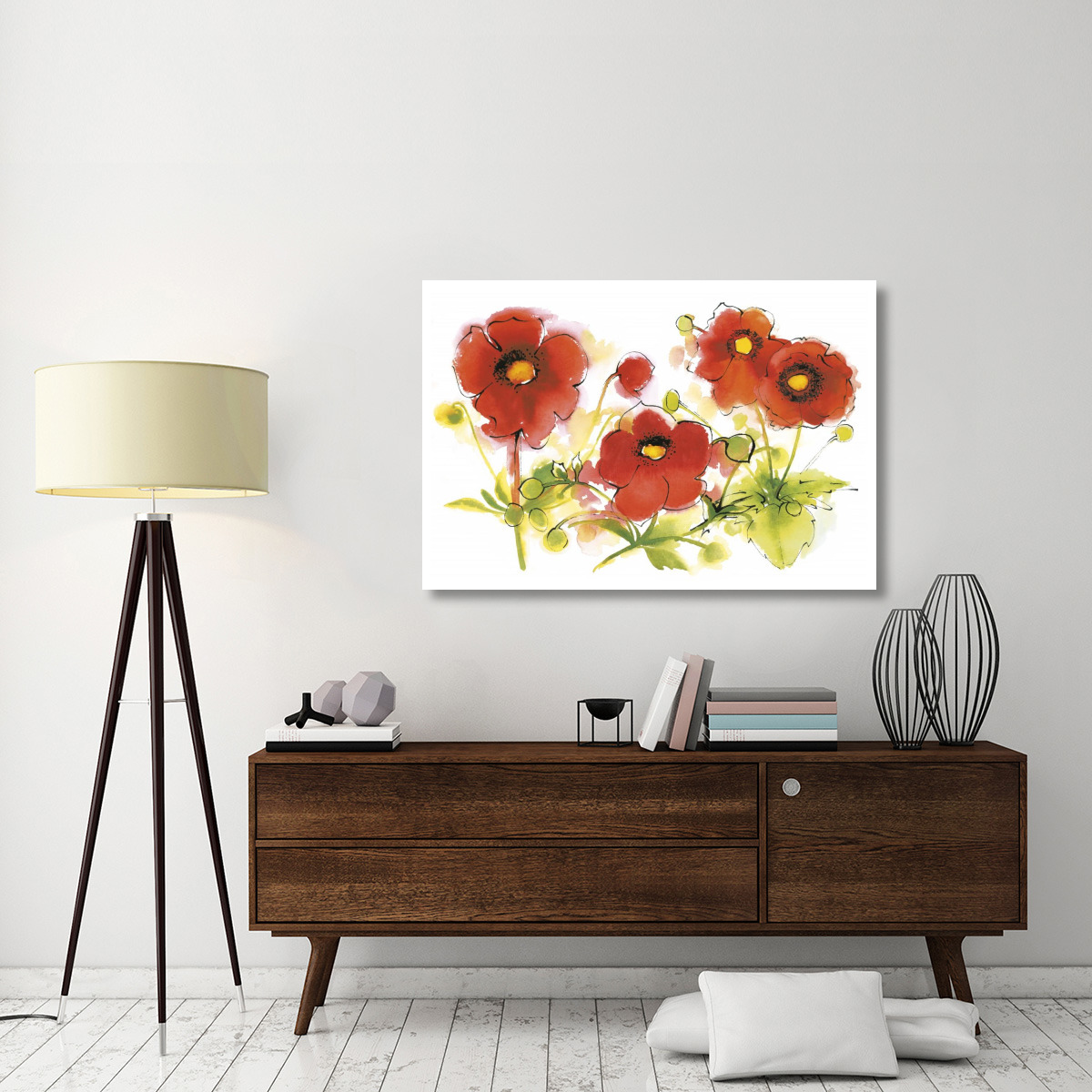 Flores Rojas VI -Paper Art-50&quotx34"