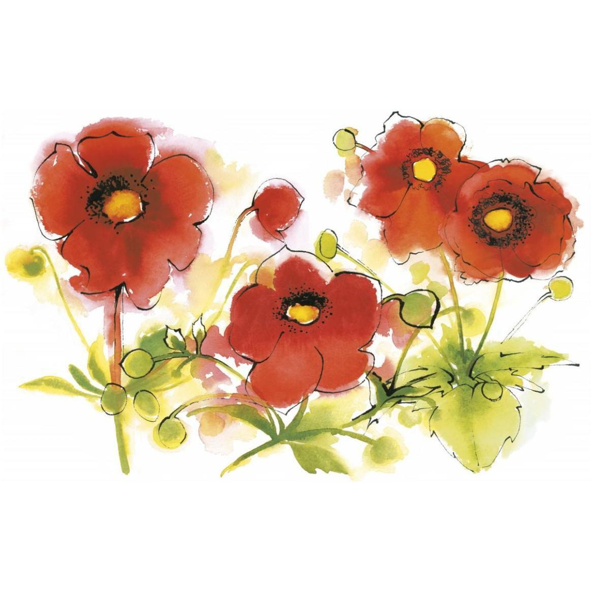 Flores Rojas VI -Paper Art-62&quotx42"